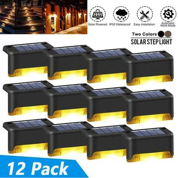 Nouveauté éclairage solaire terrasse lumières 12 Pack extérieur marche lumières étanche LED lampes solaires pour garde-corps escaliers étape clôture cour patio et allée P230403