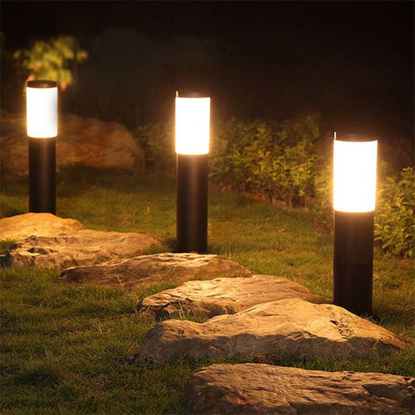 Nouveauté Éclairage Solaire Jardin Lumière Solaire En Acier Inoxydable Jardin Chemin Lumière Extérieure Paysage Lumière Porte Colonne Patio Cour Allée Pelouse Lumière P230403