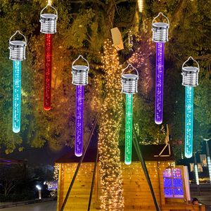 Nouveauté Lumière solaire LED solaire suspension des pendents colorés jardin extérieur en acrylique lampe solaire de la lampe solaire de Noël décor d'arbre de fête de Noël p230403