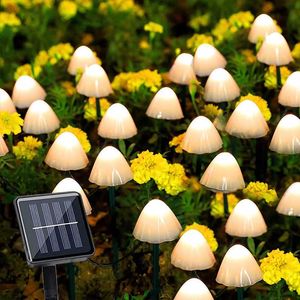 Novedad Iluminación Solar Mushroom Fairy String Lights Led Exterior Impermeable 8Modes Solar Powered In Ground Lights Decoración para Christmas Garden P230403