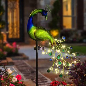 Nieuwe verlichting Zonnee Peacock Lights Outdoor Led Light Metal Peacock Statues Figurine Lawn Landscape for Yard Path Garden Decoration Sculpture P230403