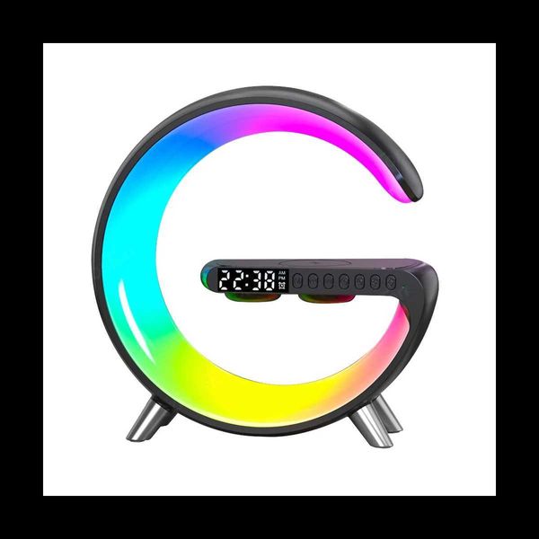 Nouveauté éclairage chargeur sans fil haut-parleur Bluetooth lampe de projection RGB veilleuse réveil numérique pour chambre à coucher-prise ue B YQ231124