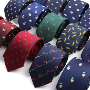Nouveauté hommes cravates maigres motif de fruits animaux rouge bleu cravates jacquard pour fête de mariage costumes d'affaires usage quotidien cravate cadeau 240109