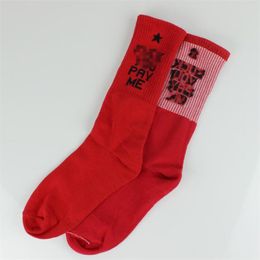 Nouveauté hommes femmes lettre Pay Me Crew chaussettes Hip Hop Harajuku noir blanc rouge Style de rue Cool Skateboard coton Sock1204Y