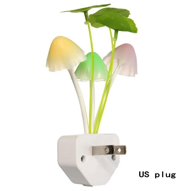 Lâmpada noturna de novidade UE e USA Plug Sensing Dream Cogumelo Lâmpada de fungo 220V 3 Lâmpada de cogumelos LED Lâmpada lâmpada da noite 7 colo
