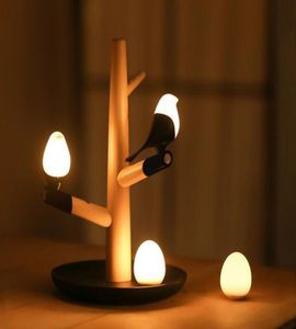 Nouveauté veilleuse mignon oiseau arbre LED lampe de nuit lampes de table applique murale lumière intelligente capteur de mouvement veilleuses USB Recharge2909515