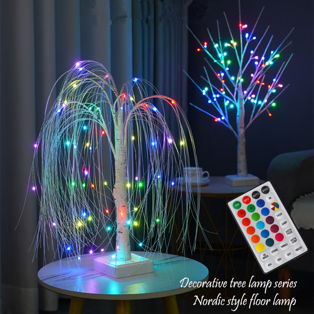 Novelty Party Decoration LED Willow Tree RGB Fairy Atmosphere Lamps With Remote Control For Christmas Birthday Gifts