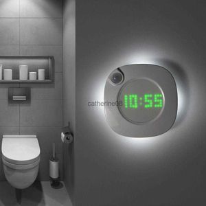 Nieuwigheid PIR Bewegingssensor LED Digitale Wandklok Magneet Hang Klok Nachtlampje Twee lichten Kleuren Veranderen voor Toilet Slaapkamer lamp L230621