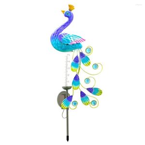 Nieuwheid zonne -energie Peacock Light Outdoor Courtyards Gardens Standbeeld Mentaal Iron Dier Regenmeter Lawn Lamp Decoratie