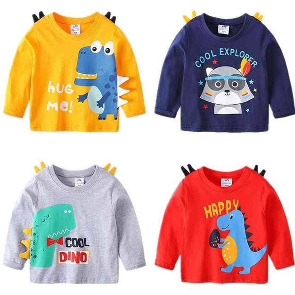 Nouveauté printemps automne vêtements pour enfants bébé enfants à manches longues dessin animé animal t-shirt pour garçon 2 3 4 5 6 7 8 ans garçons 210701