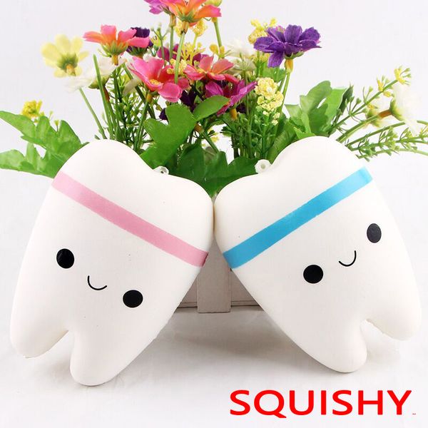 Novedad Squishy tooth Slow Rising Kawaii 10,5 cm Soft Squeeze Cute Cell Phone Strap juguete para regalo juguetes antiestrés para niños juguetes de descompresión