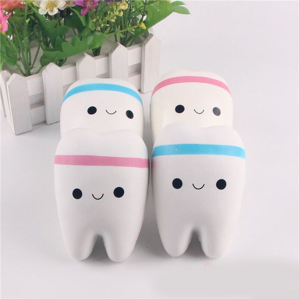 Novedad Squishy diente Slow Rising Kawaii 10.5cm Soft Squeeze Cute Cell Phone Strap Toy regalo Estrés Juguetes para niños Juguetes de descompresión 150
