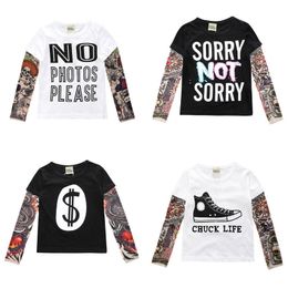 Nouveauté tatouage à manches longues enfants t-shirts coton garçons t-shirt enfants t-shirt automne filles hauts 2 7 ans vêtements 220620