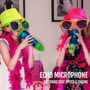 Nieuwheid speelgoed Echo Mic Toys Batterij Vrije magische karaoke Microfoonstemversterking Retro voor het zingen van spraak N Communicatietherapie 10 inch blauw n groen