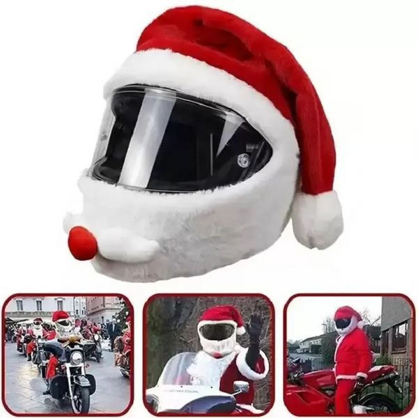 Novedad juguetes casco de motocicleta sombrero de navidad al aire libre loco divertido santa motocicleta casco cubierta navidad cara mascarilla regalo wht0228