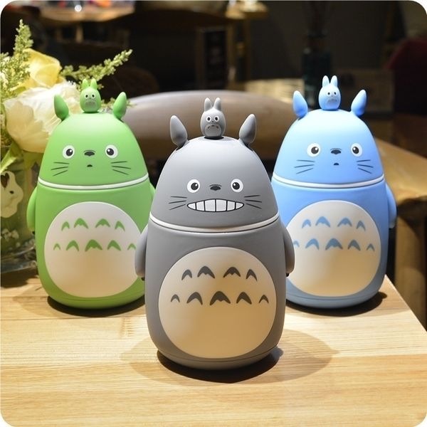 Noverlty Cute Cartoon Totoro Portable Thermos Bouteille Creative Anime Termos Tasse et tasse Flacon à vide en verre Drop Y200107