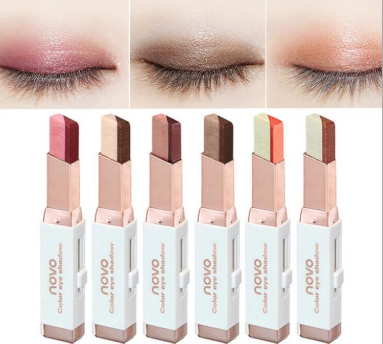 NOVO couleur ombre à paupières 6 couleurs différentes 3.8g velours Gradient color Eyeshadow Stick 120pcs / lot DHL