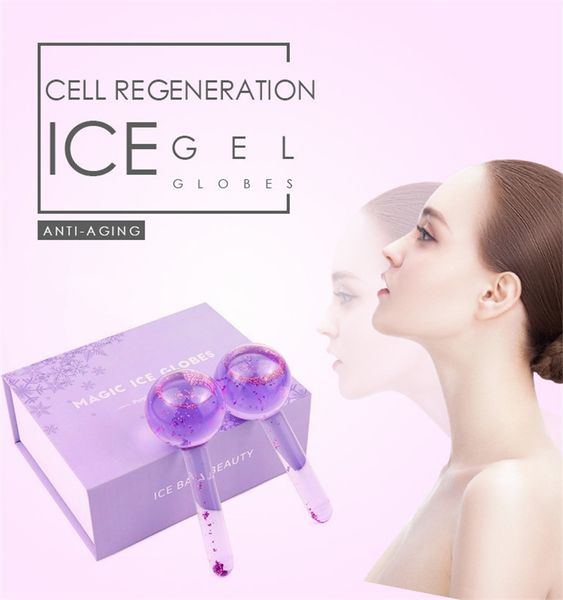 Grands globes de glace magiques Hockey énergie visage masseur beauté boule de cristal refroidissement du visage Globe vague d'eau pour le massage des yeux 2 pièces/ensemble