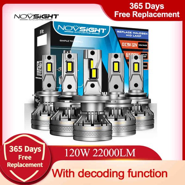 NOVSIGHT H7 Led ampoules de phares de voiture H4 H11 H8 H9 H1 H3 9004 9005 9006 9007 120W 22000LM décodeur phare automatique 6500K antibrouillard