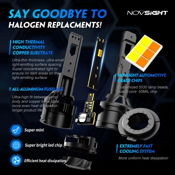 Novsight H7 LED H4 H11 H8 H9 9005 HB3 9006 HB4 9012