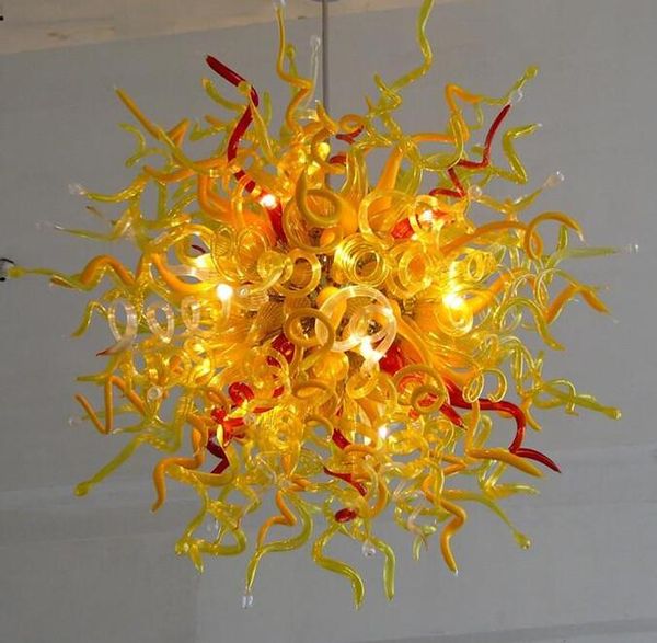 Maintenant Tendance AC 110v / 120v Art Lustre Éclairage En Gros Moderne En Verre Soufflé À La Main Cristal Chinois Lustre Pendentif Lampe Avec Ampoules LED