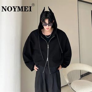 NOYMEI Koreaanse stijl modieuze casual donkere duivels hoorn hoodie jas mannelijke Ruffian knappe cool sweatshirt jas herfst WA3098 240202
