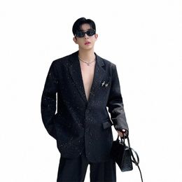 Noymei Style coréen Design haut de gamme Mantianxing Costume Veste Chic Beau Discothèque Brillant Manteau Noir Automne Blazer WA2939 48LQ #