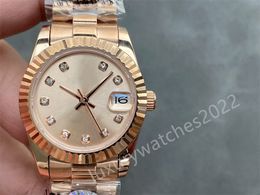 ZR Factory Lady Gold Watch 31mm Asia 2813 Movement President Strap Women Full roestvrij staal Super Kwaliteit Automatische mechanische horloges