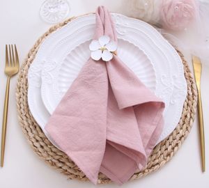 NP020E lavable de haute qualité 10 pcslot baby shower 40 cm 40 cm poussiéreux rose sauge vert mariage coton lin nappe serviettes 240321