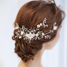 NPASON charmant mariée fleurs cheveux vigne perles mariage peigne cheveux pièce accessoires femmes bal casque bijoux W01042886