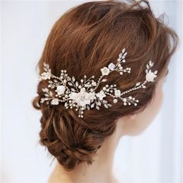 NPASON charmant mariée fleurs cheveux vigne perles mariage peigne cheveux pièce accessoires femmes bal casque bijoux W01043500