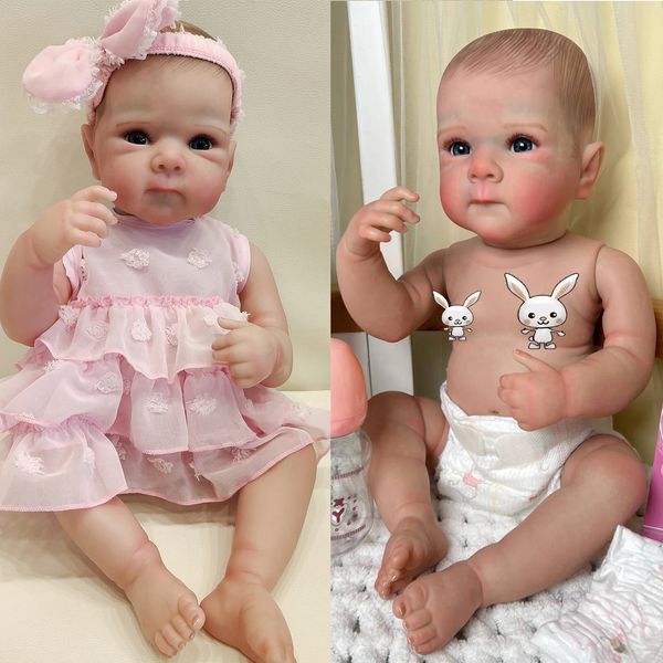 NPK 18 pulgadas Vergon Bettie Bettie Reborn Baby Born Doll Cuddly Baby Múltiples Capas Pintura 3D Piel con cabello a mano 240409