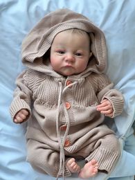 NPK 19inch déjà peint fini Reborn Baby Doll Levi Awake Born Taille 3D Veines visibles Skin Art Collectible 240528