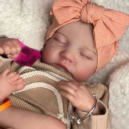 NPK 19 pouces Levi Reborn bébé poupée déjà peint fini endormi taille 3D peau visible veines collection Art 240122