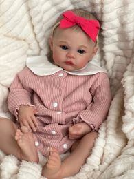 NPK 19 inch Weide Reborn Babypop geboren Baby Size Real Picture Handgemaakte 3D Huid Geschilderd Haar Zichtbare Aderen 240116