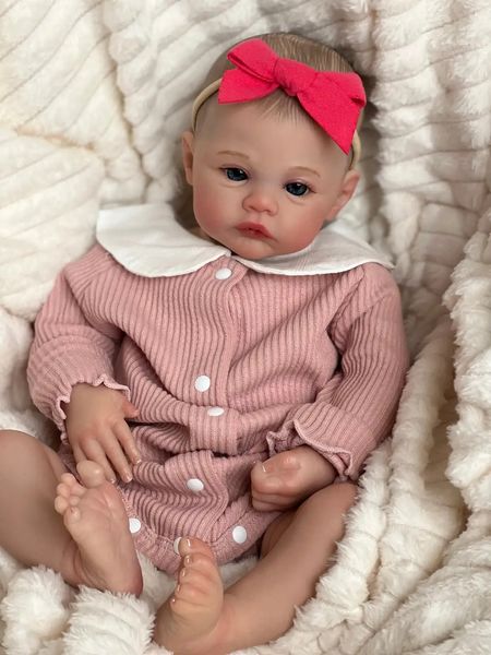 NPK 19 pulgadas Meadow Reborn Baby Doll Tamaño nacido Imagen real Hecho a mano 3D Piel pintada Cabello Venas visibles 240306