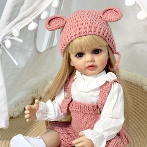 NPK 22inch Silicone Silicone Full Body Vinyl Reborn Toddler Girl Doll Betty Born Born Baby Wig Hair Gifts for Children 240409