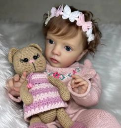 NPK 24inch Hoge kwaliteit Reeds afgewerkt Geschilderde Handmade Doll Reborn Baby Missy Lifelike Soft Touch 3D Skin Visible Veins Root