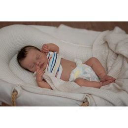 NPK 45 CM Loulou born bébé poupée renaître endormi doux corps câlin réaliste peau 3D avec veines visibles poupée faite à la main de haute qualité 240108