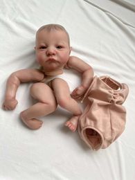 NPK19inch pièces de poupée Reborn déjà peintes Levi Awake bébé réaliste peinture 3D avec veines visibles corps en tissu inclus 240304