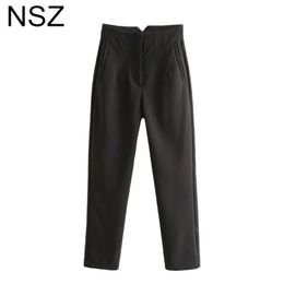 NSZ Mujeres Sólido Oficina Señoras Pantalones Harem Cintura alta Trajes de trabajo Chic Pantalones elegantes Lápiz 211124