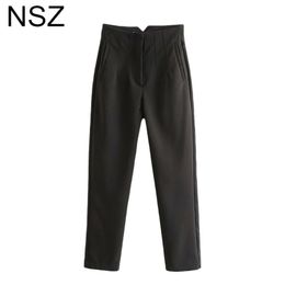 NSZ Dames Solid Office Lady Harem Broek Hoge Taille Werkpak Broek Chic Elegant Mode Broek Potlood Broek 211216