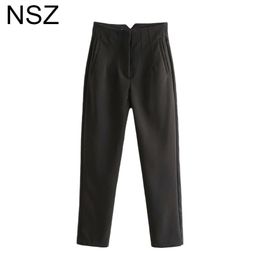 NSZ Dames Solid Office Lady Harem Broek Hoge Taille Werkpak Chic Elegant Mode Broek Potlood 220325