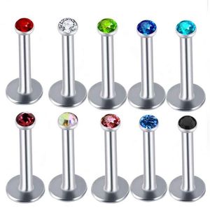 nternally Threaded Tiny Gem Labret Lip Bar Monroe Tragus Stud Helix Anneau À Lèvres Arc-En-Cartilage Oreille 100pcs Corps Jewelry254Q