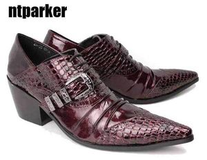 Ntparker 2017 Gothic Rock Hombre zapatos de cuero zapatos causales de negocios Zapatos de boda de alto aumento para hombre, TALLAS GRANDES EU38-45