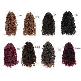 Nu Locs Crochet Tresse Faux Locs 18 Pouces Synthétique Doux CheveuxCurly Faux Locs Ombre Couleur Dreadlocs Synthétique Tresses Extensions de Cheveux