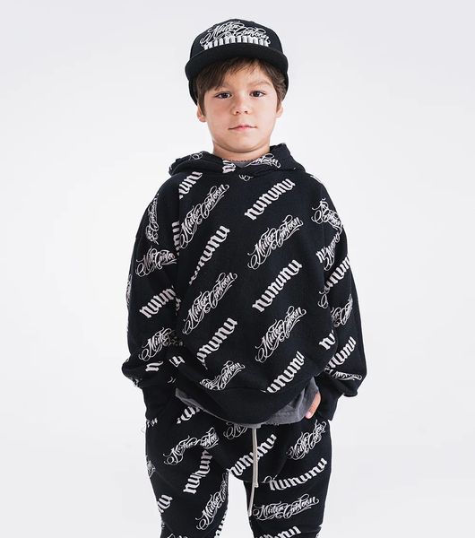 NU style enfants lettre imprimé sweats à capuche mode enfants clown sweat à manches longues faux 2 pièces 2024 printemps enfants décontracté hauts pantalons vêtements réservation S1116