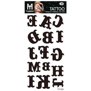 Nu-Taty Tijdelijke Body Art English Alphabet Letters Flash Tattoo Sticker 205 * 95mm Waterdichte Henna Tatoo Christmas Tattoo