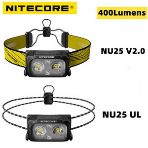 NU25 UL V2 oplaadbare koplamp 400 lumen Dubbele straal Uitgeruste spotlightschijnwerper Ultralichtgewicht koplampverlichting 240117