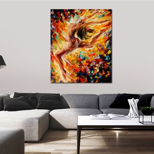 Naakt figuur canvas kunst de dans van liefde handgemaakte moderne schilderkunst voor familiekamer decor